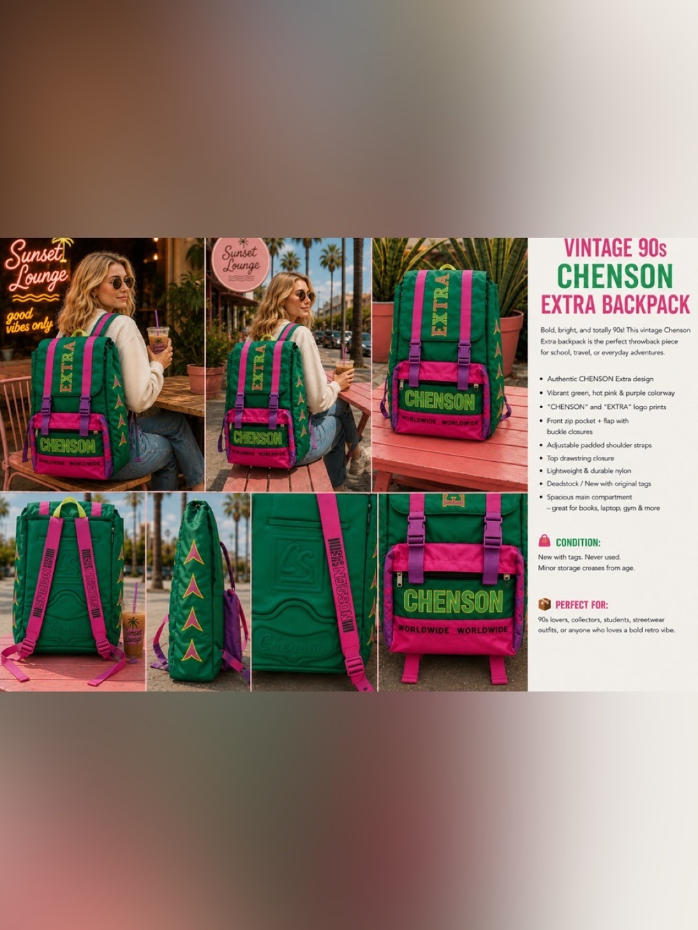 Vintage 90s Chenson “EXTRA” Backpack – New With Tags (Deadstock)